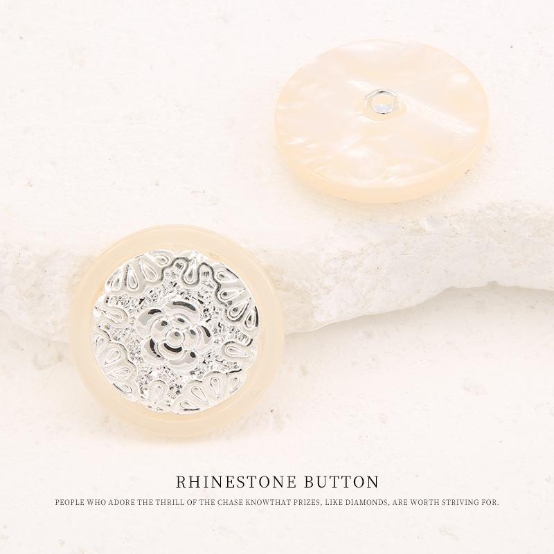 5pcs Metal Resin Combination Button Coat Trench Coat Gold Button Sweater Jacket Cardigan Small Fragrant Style Silver Button
