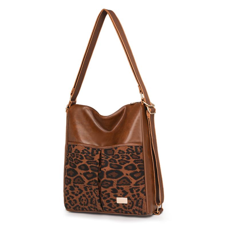 Leopard Print Tote Bag Versatile Women S Shoulder Bag New Zipper Super Practical Shoulder Bag Fashionable Backpack
