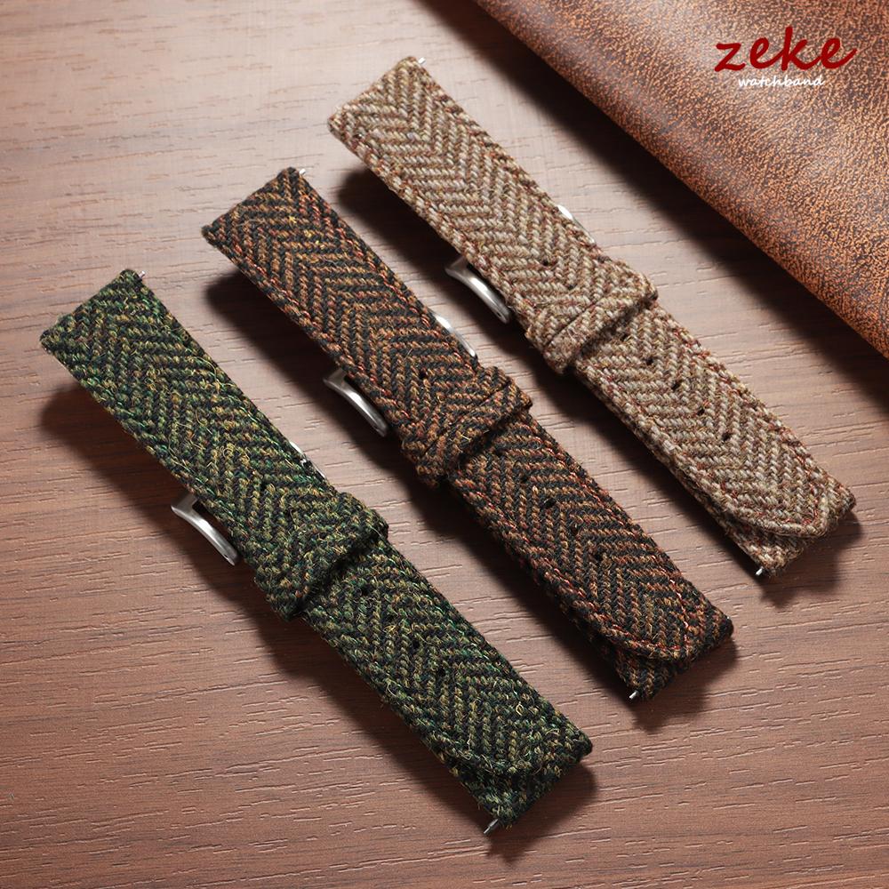 18mm 20mm 22mm Smartwatch Watch Band Quick Release Weave Bracelet for Omega for Seiko Vintage Genuine Cowhide Tweed Nylon Strap