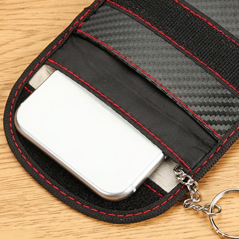 Protector Bag for Car for Key Fob Leather Car for Key Signal Blocking Pouch for Case for Car Security Anti-Theft Black R