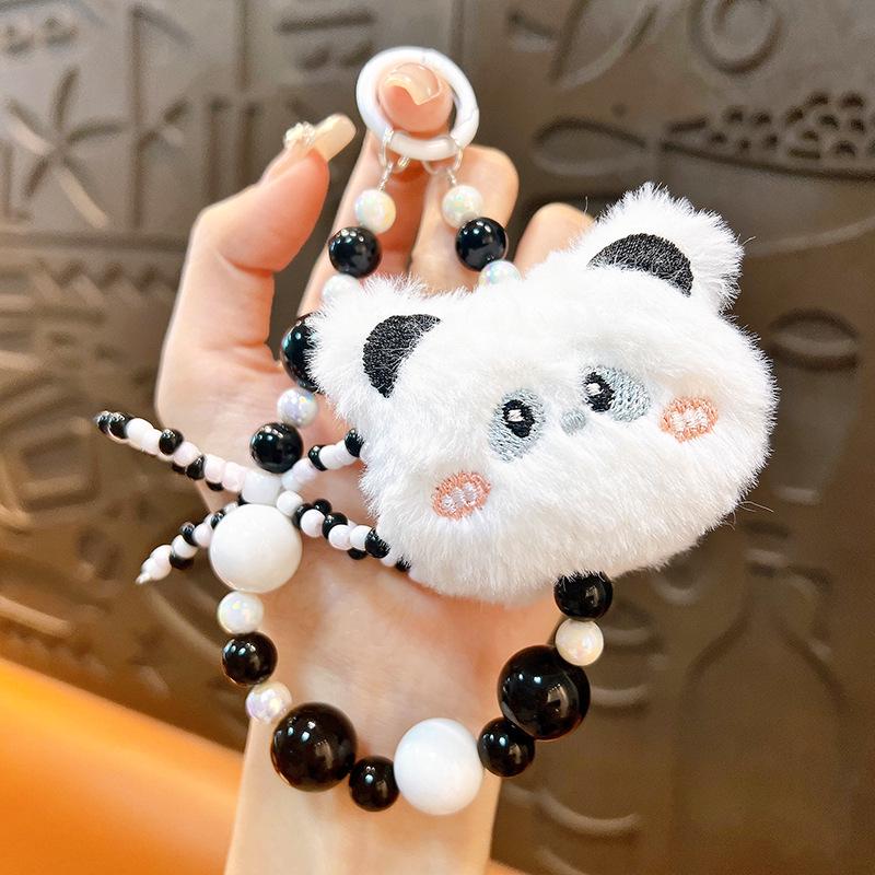 Creative Cute Biscuit Beaded Keychain: Plush Mobile Charm & Bag Accessory Gift