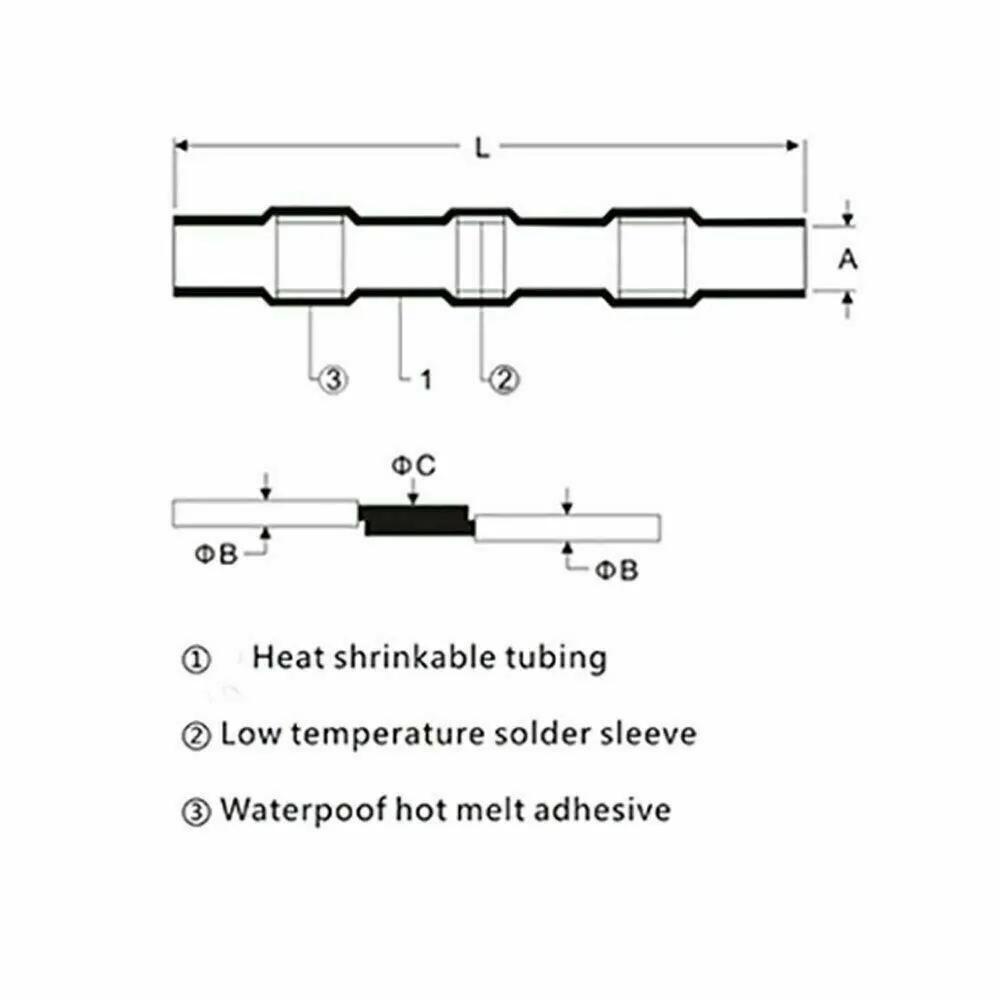 High Quality White Solder Seal Sleeve Heat Shrink Butt Connectors 100Pcs Waterproof and Versatile for Various Applications
