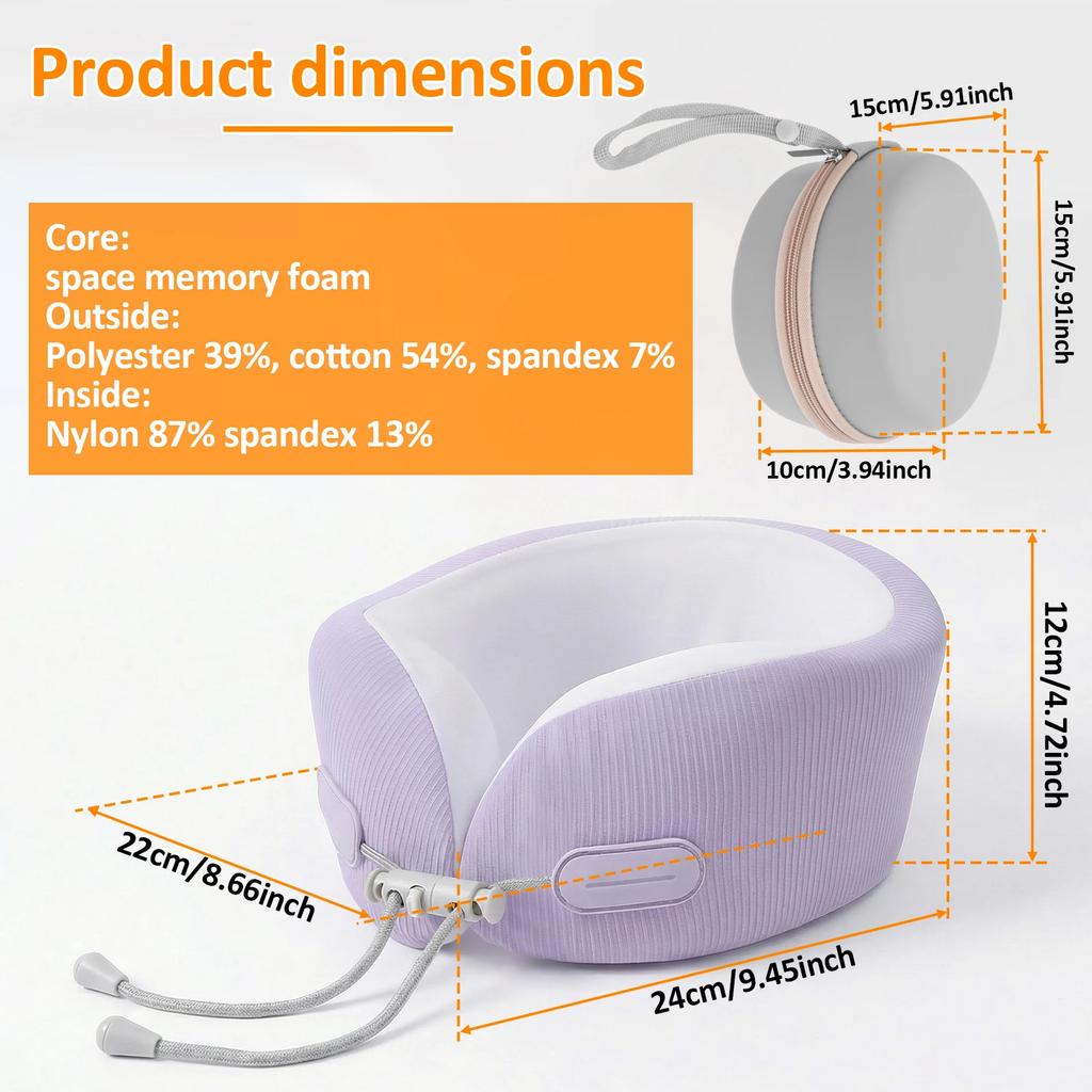 New Travel Neck Pillow Ergonomic Memory Foam Airplane Neck Pillow with Portable Storage Bag Adjustable Soft Noon Break Pillows