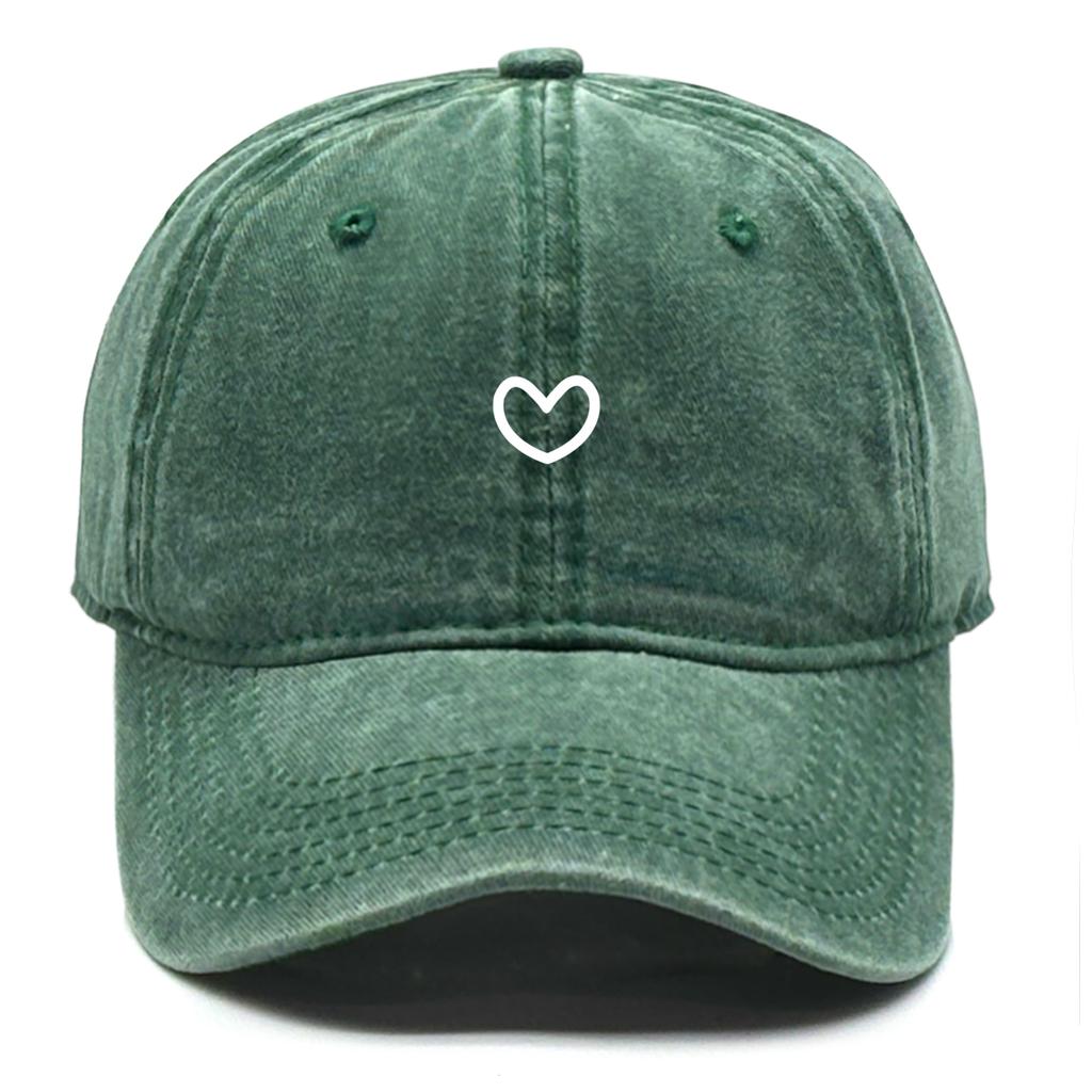Little Heart Print Snapback Sun Hat Washed Retro Man Cap Adjustable Baseball Cap Perfect For Daily Wear One Size Fits All