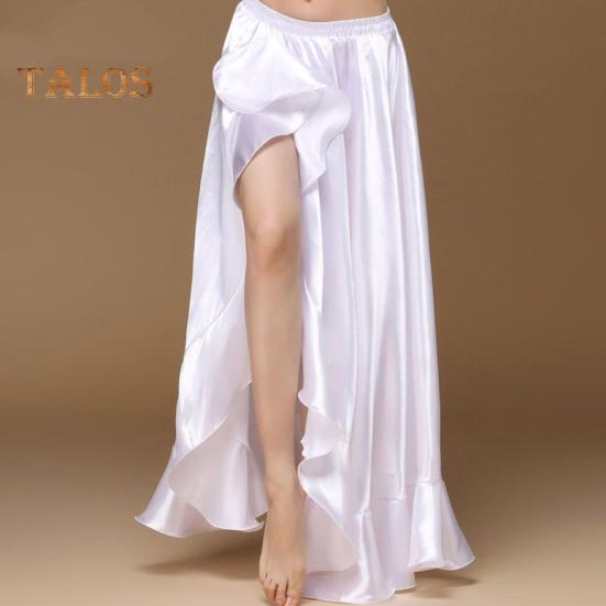 Moderner Tanzrock für Damen, elastische Taille, gerüschter Saum, seitliche Schlitze, Rock in Volltonfarbe, Tanzballett, Cosplay-Rock