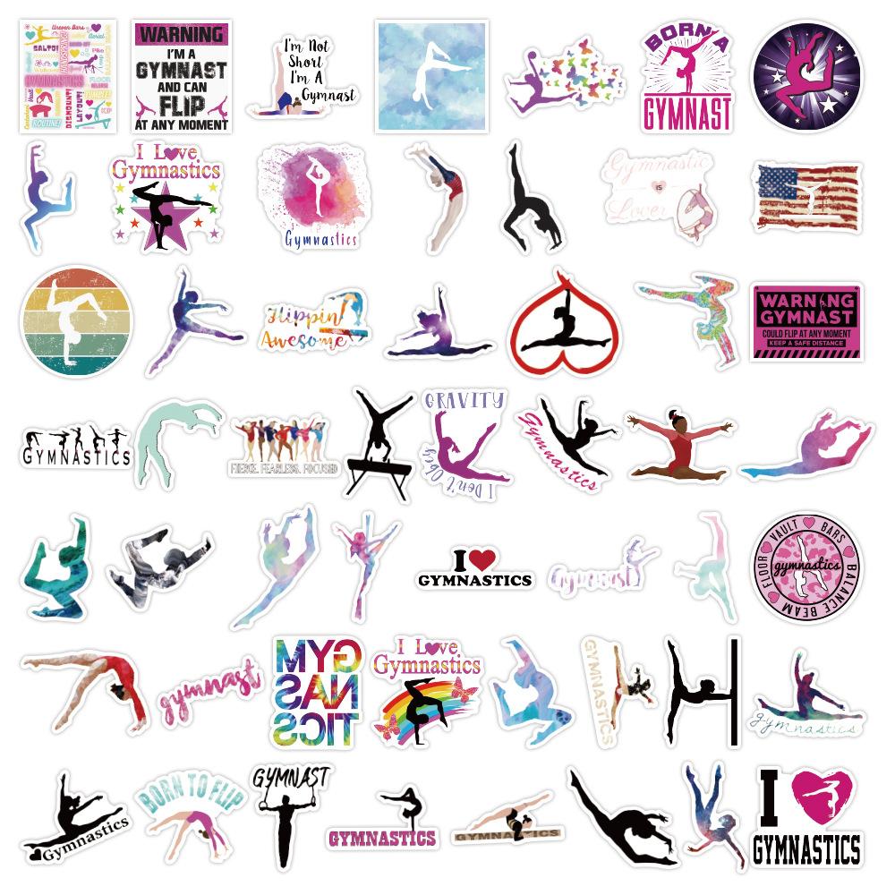 10/30/50/100pcs Sports Gymnastics Cartoon Stickers Creative Graffiti Sticker Water Bottle Phone Suitcase Decals Decoration Gift