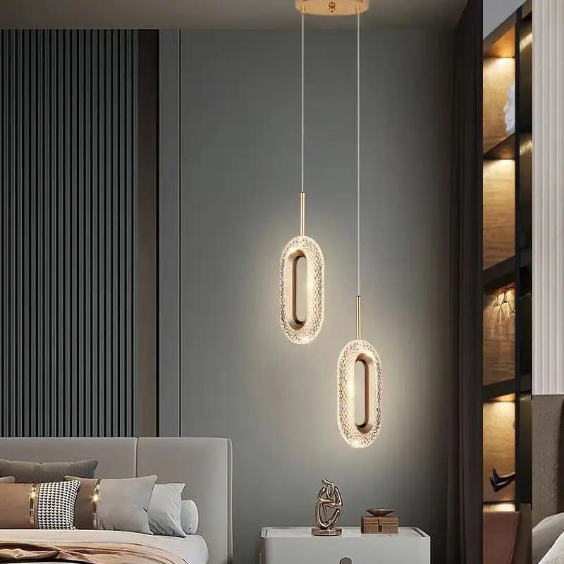 Lampă pandantiv LED cu cristal, rotundă/ovală, design creativ, iluminat modern pentru dormitor, sufragerie, hol, bar, balcon