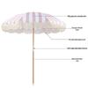 European Style Rotatable Patio Umbrella with Tassel Edge - Wooden Pole and Sunshade for Garden, Beach, Pool, and Terrace