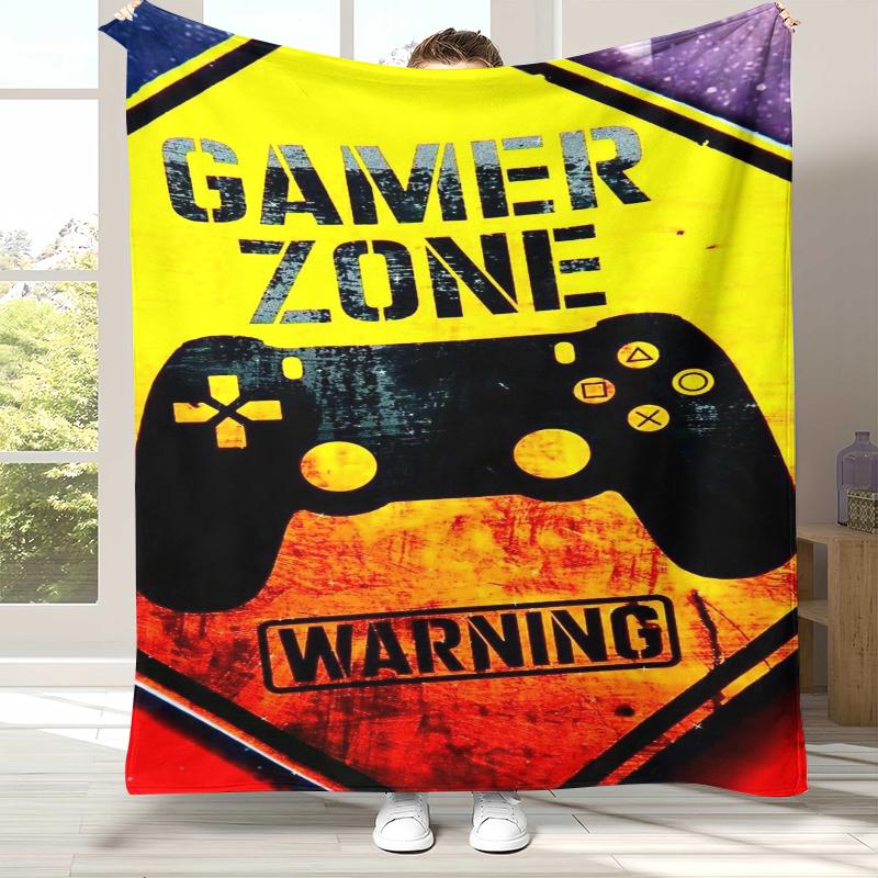 Cartoon Spiel Gamer Zone Controller Logo Flanelldecke, Ultra Weiche Warme Plüschdecke für Zuhause Schlafzimmer Bett Sofa Abdeckung Picknick Geschenk