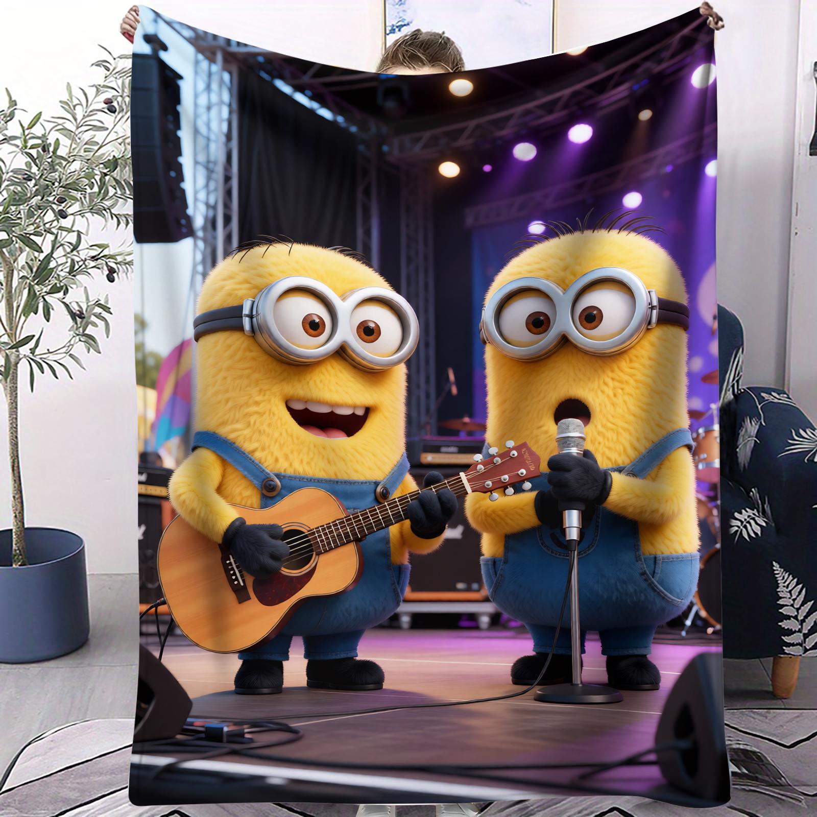 

Trendy Despicable Me Minions Kawaii Blanket Super Soft Cozy Plush Small Cover Blanket For Bedroom Sofa Travel Office Nap Gift 70x100cm