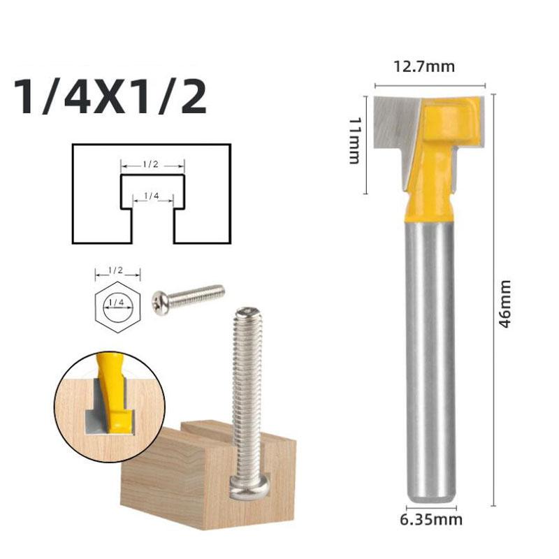 1/3 sztuk T Slot Router Bit śruba sześciokątna dziurka od klucza dziurka od klucza 6.35mm 6mm 8mm Shank frez do drewna frez trzpieniowy