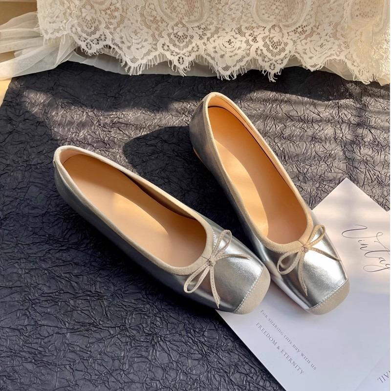 Inner Height Increase Mary Jane Women's Shoes New Autumn 5cm Small Doudou Shoes One Word with Ballet Shoes