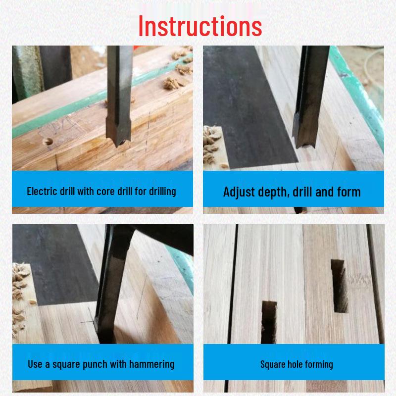 Premium Holzbearbeitungs Quadratlochbohrer und Zapfenlocher Set