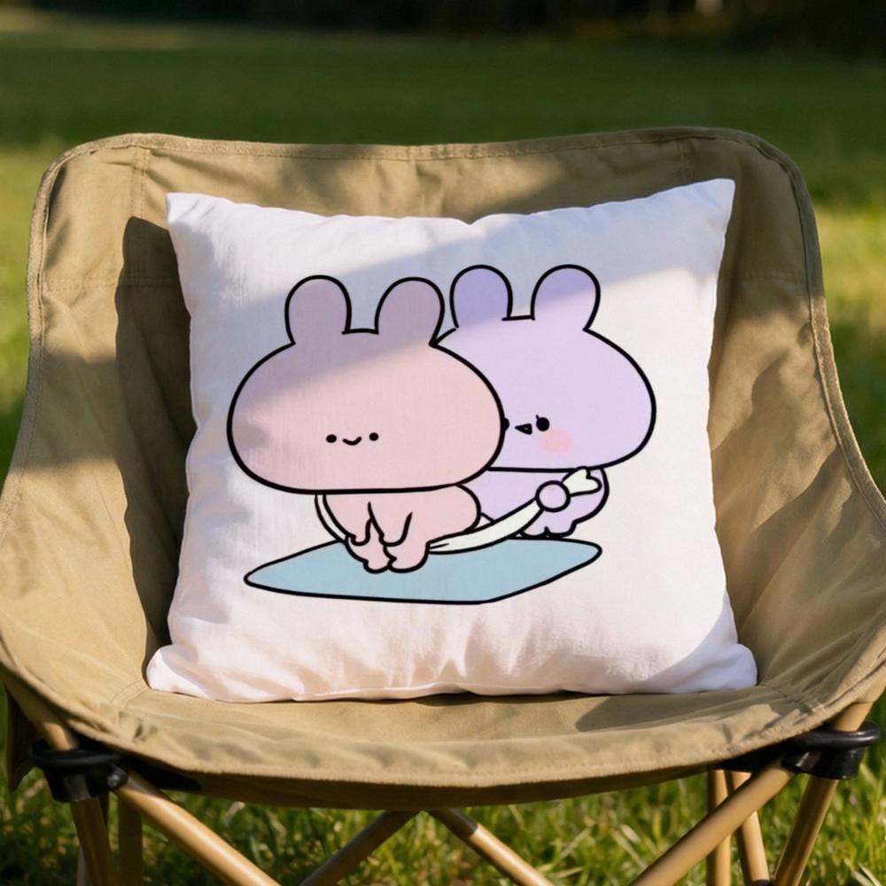 AAsamimichan Cute Bunny Cushion Cover Soft Reversible  Durable Pillow Cover  MultiScene Use for Home  Car Daily Comfort