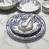 Blue and White Porcelain Pastoral Style Large Noodle Bowl, Microwave-Safe Ceramic Vegetable Dish, Underglaze Tableware