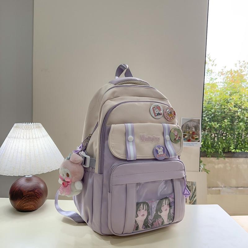 Large-capacity backpack, new high-value college style, fresh, sweet and cute, junior high school students