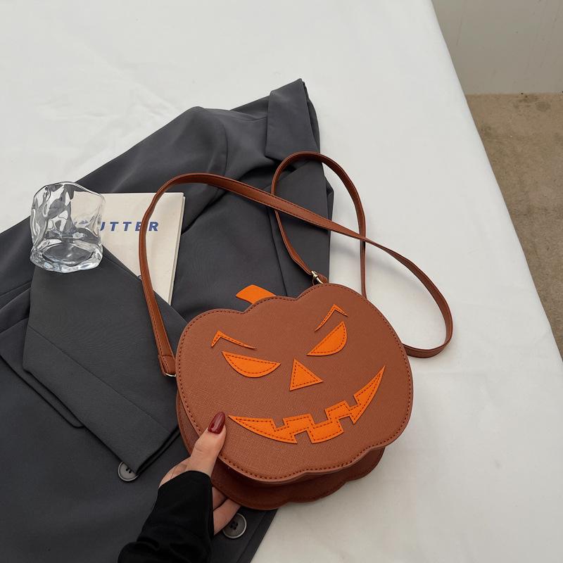 Halloween pumpkin bag women's new niche design personalized mobile phone bag casual messenger bag tide