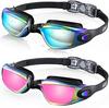 Aegend Swim Goggles 2-Pack No Leaking Anti-Fog UV Protection Mirrored Adult Men Women Wide View Outdoor