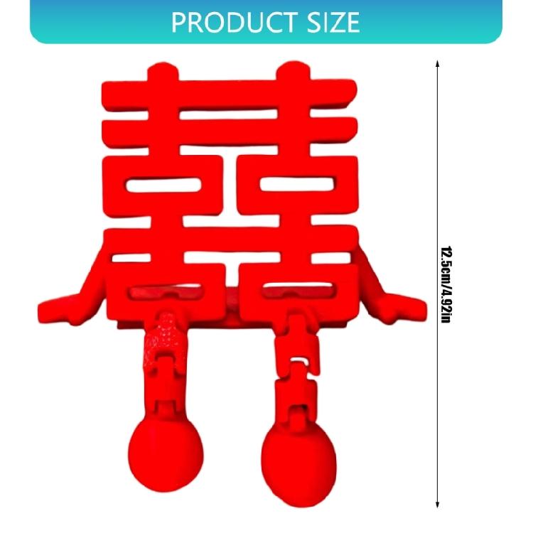 Traditional Chinese Double Happiness Character Plastic Ornament Wedding Decoration for Festival Tabletop Shelf Display