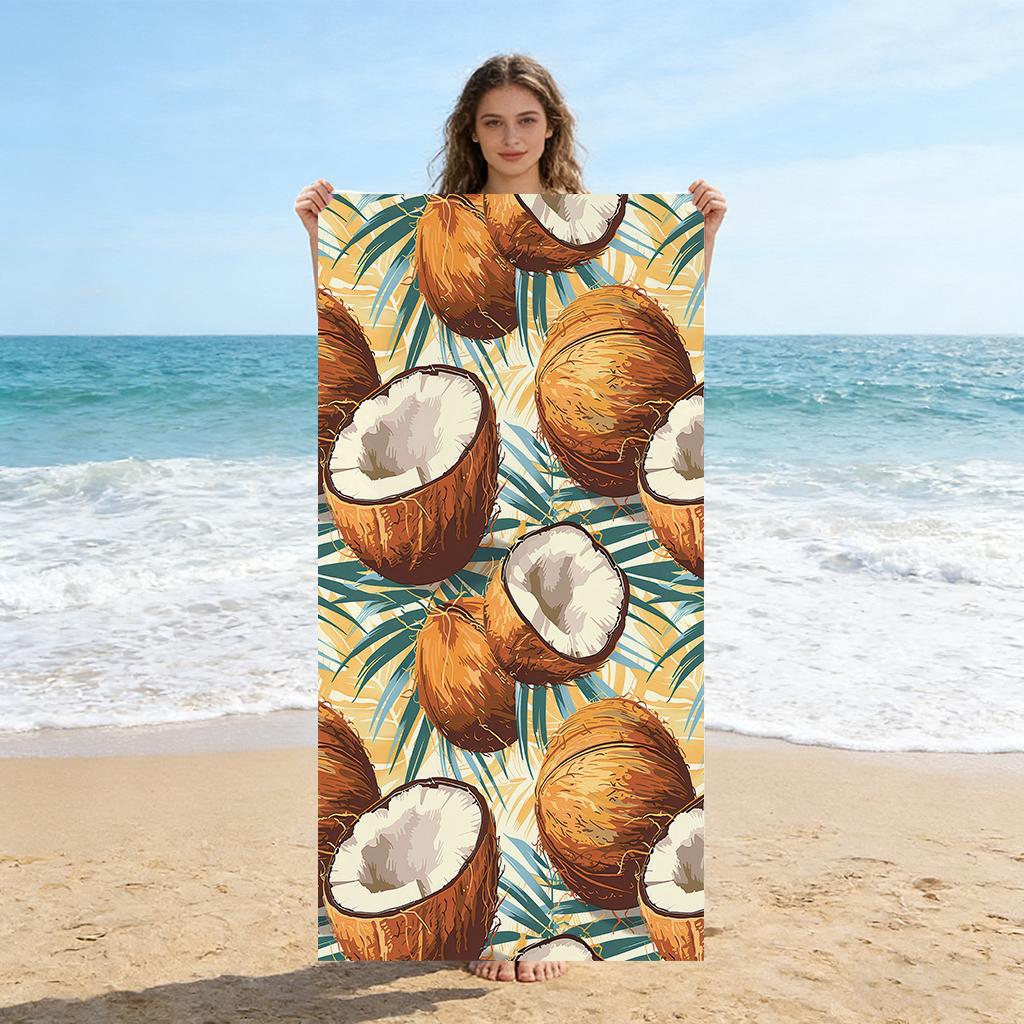 

1pc With a Seaside Aroma Tropical Coconut Beach Towel Super Absorbent Suitable for Beach Vacation Pool Summer Gift for Friends W40*H60(CM)