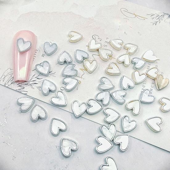 Yousheng 20Pcs Nail Ornaments Sparkling Creative Shape Mirror Texture Stunning Visual Effect Wide Application Show Unique Charm Alloy Love Heart Metal