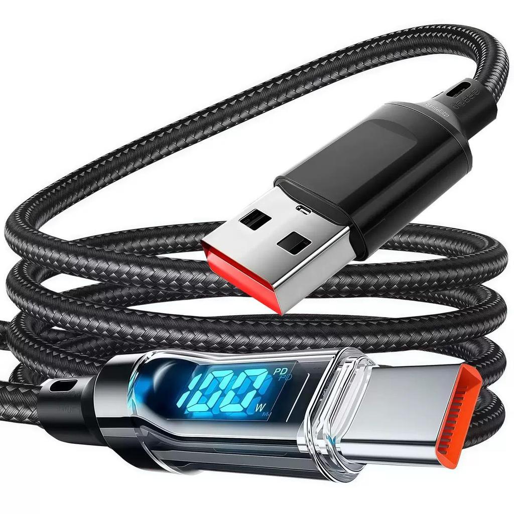 120W Transparent Digital Display Data Cable for Xiaomi, Huawei, Apple, Samsung - Fast Charging & Fully Compatible
