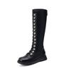 Autumn and Winter Girls' High Boots Solid Color Round Head Rear Zipper Medium Older Children's Princess Boots Comfortable Soft Sole Children's Mar