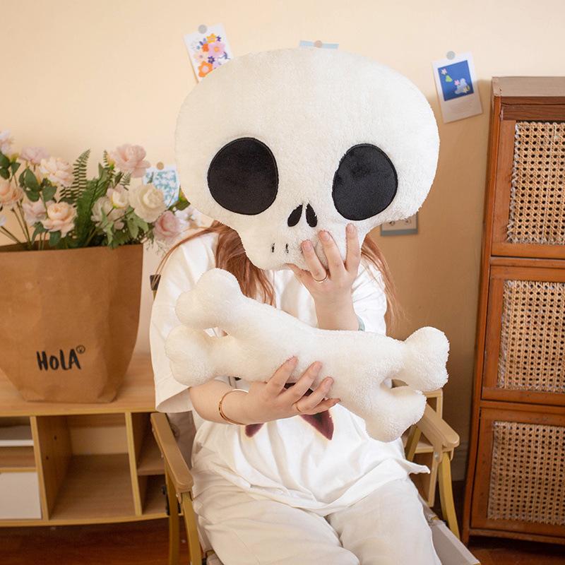 New Halloween Skull Plush Doll Crossbones Simulation Doll Holiday Gift Home Decor
