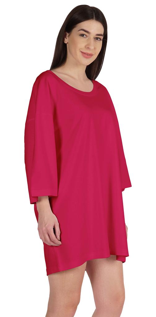 Inkmeso Solid Boyfriend T-Shirt Top For Women Loose Fit Long Sleep Shirt Tee