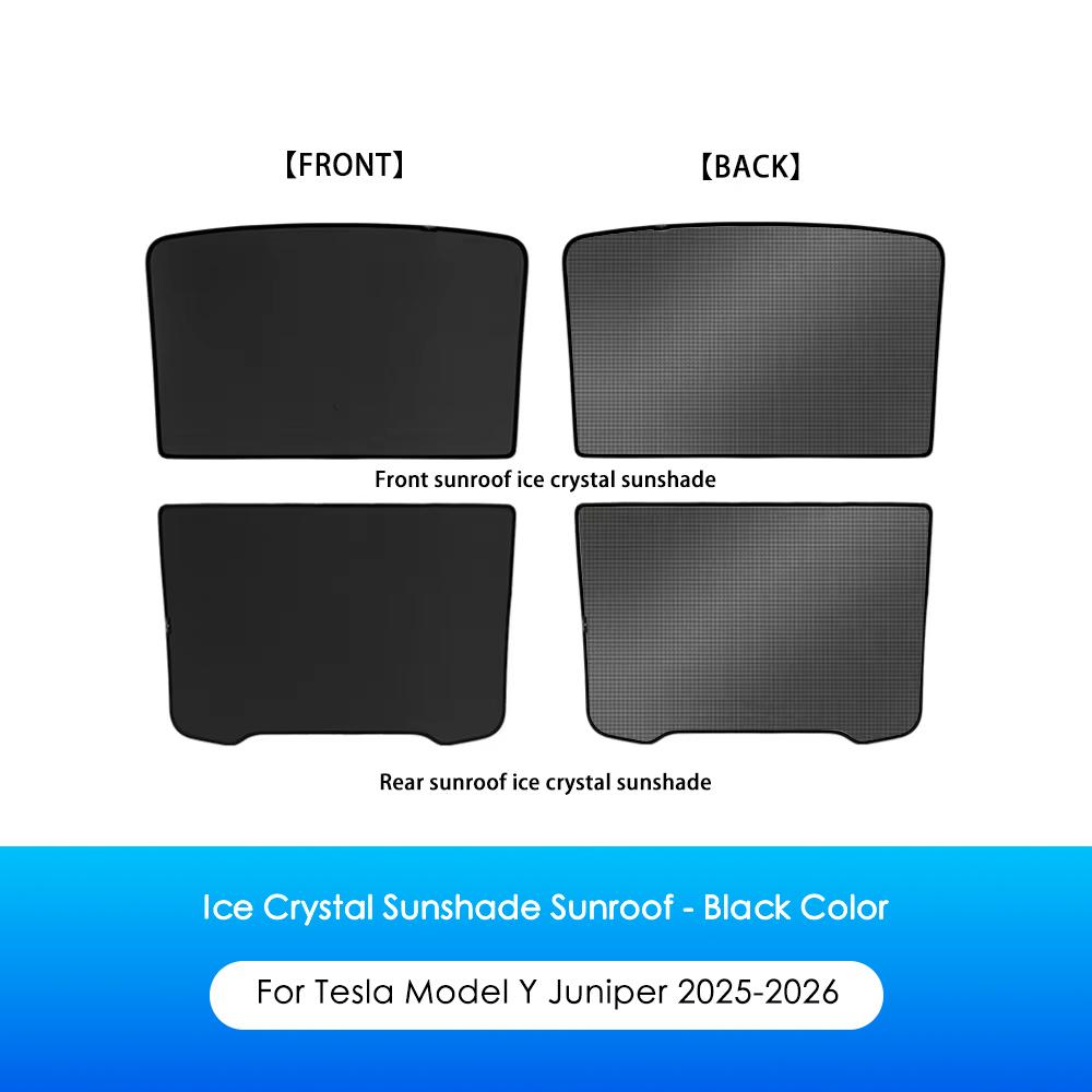 Heenvn Ice Cloth Buckle Sunshades For Tesla Model 3 Y Juniper Highland 2025 2026 Front Rear Sunroof Skylight Car Accessories