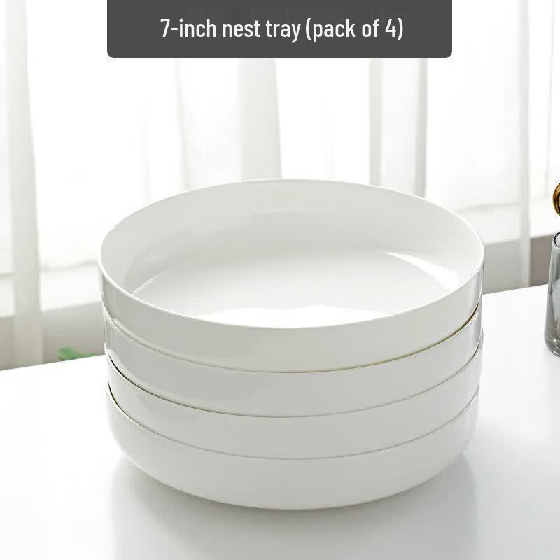 Pure White Ceramic Deep Rimmed Plates