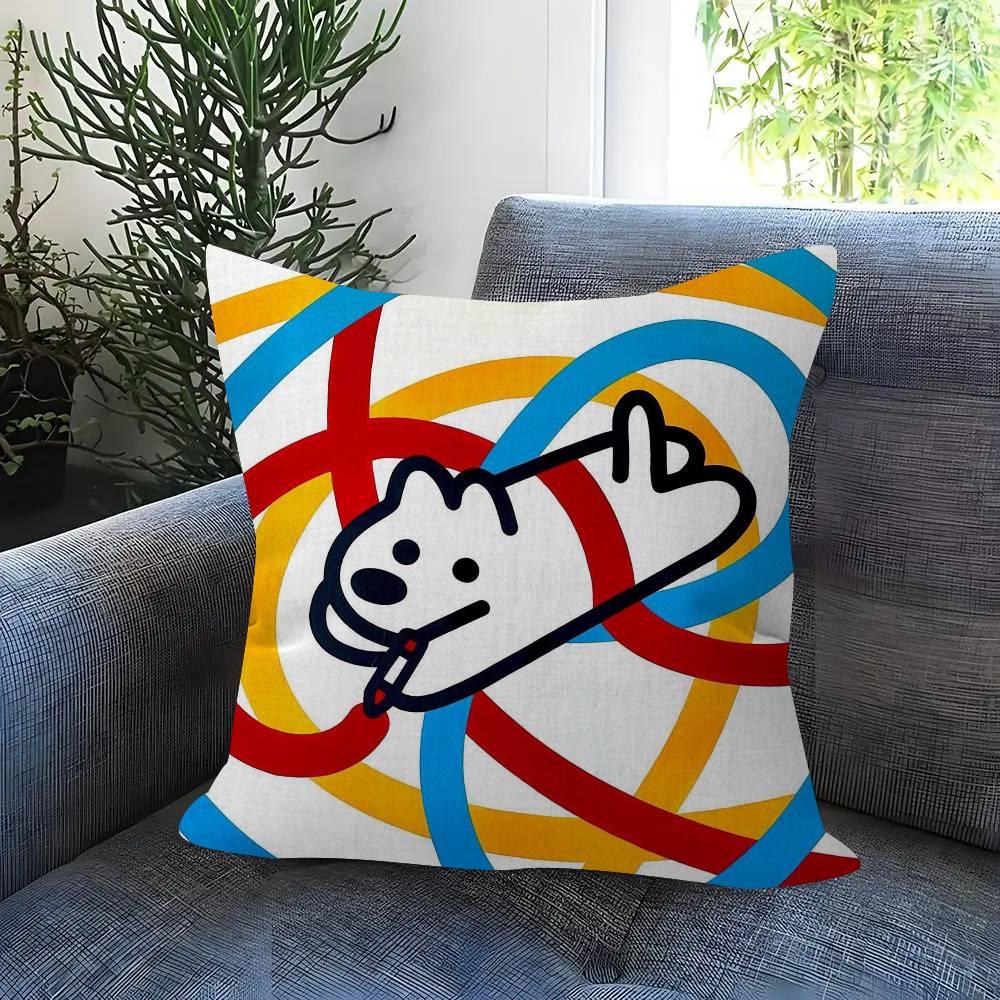 Anime M-Matsui Dog Kawaii Pillow Cushion Cover Pillowcase Living Room Sofa Home Decor