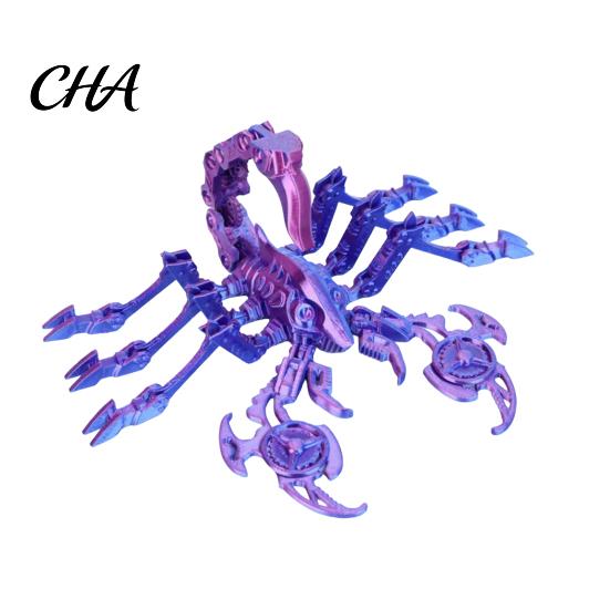 Stress Relief Sensory Toy Articulated Mechanical Scorpion Figurine, 3D Printed Flexible Joints Interactive Mecha Model, Gradient Color Movable Fidget