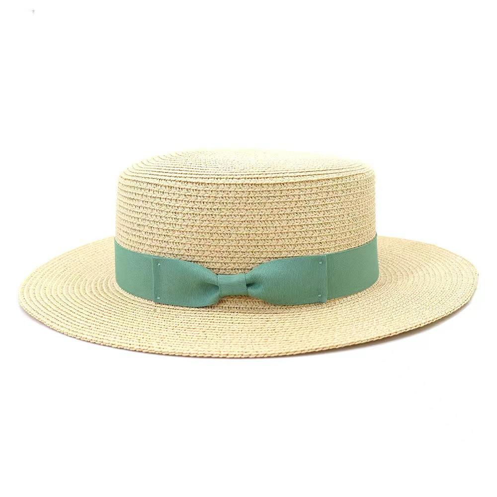 Men and women's new outdoor seaside sunshade bow big eaves flat top straw hat beach stage top hat