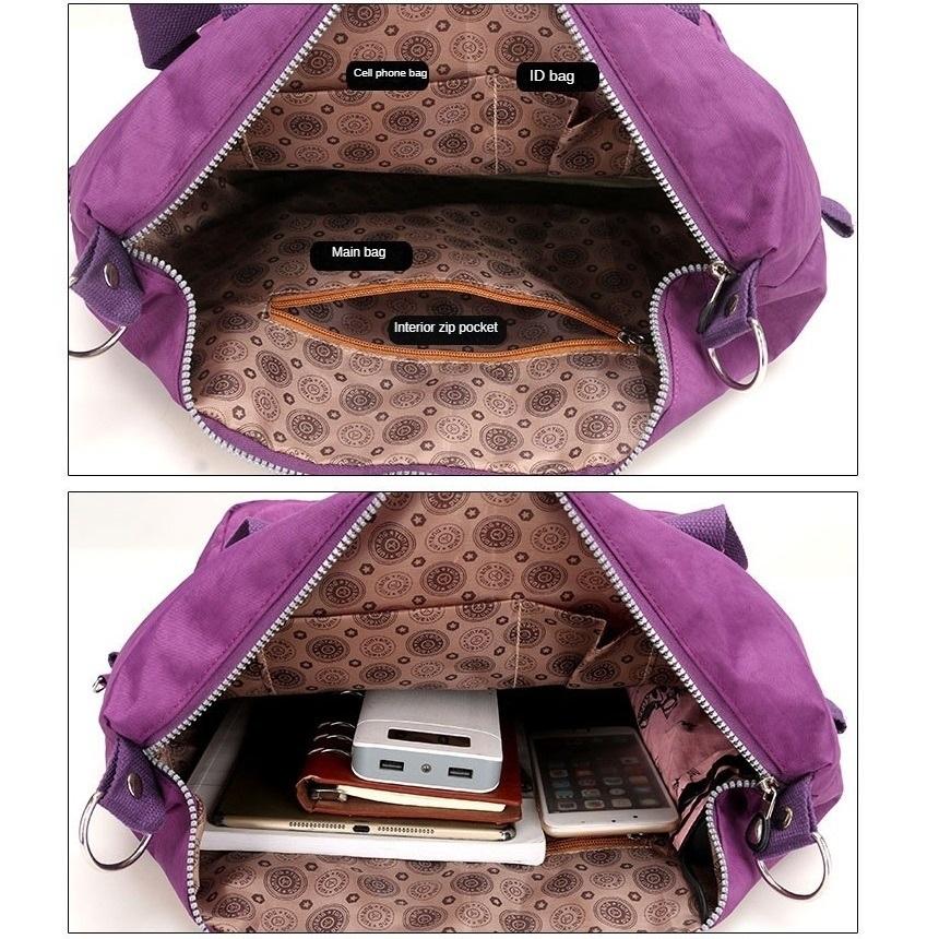 Women Crossbody Bag Minimalist Nylon Purse with Zipper Closure