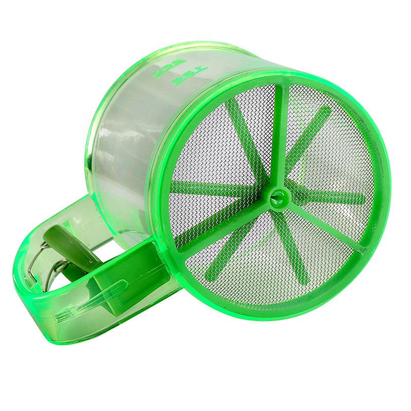 1Pcs Non-Stick Baking Tools Semi-Automatic Flour Sifter Transparent With Hand Press Design Kitchen Filter Screen Flour Sieve