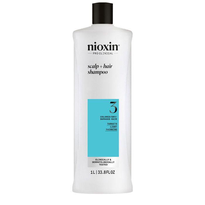 Shampooing - Nioxin - Sistema 3 - 1000ml - Cheveux abîmés - Volume et épaisseur améliorés