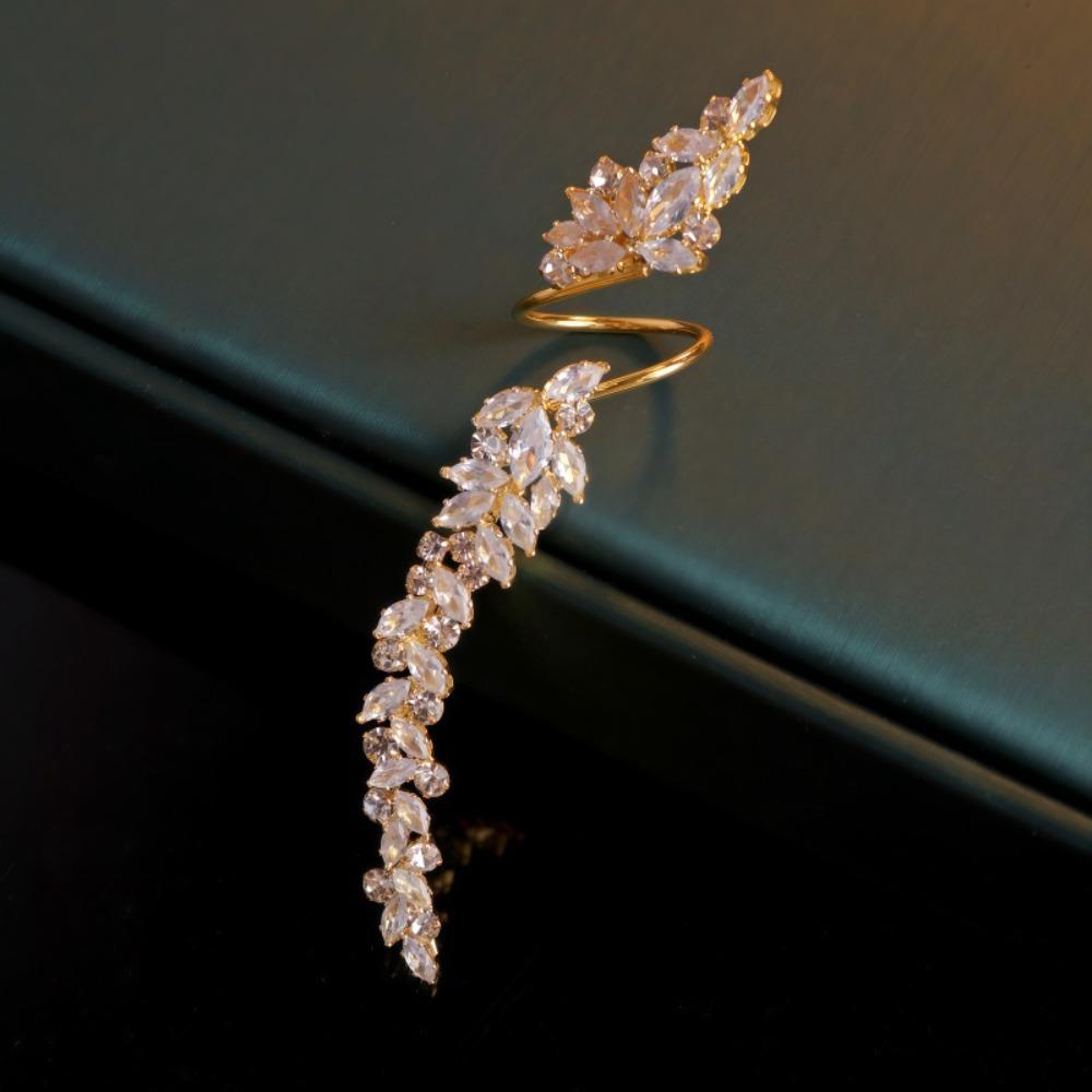 Shiny Elegant Open Zirconia Ring Copper Simplicity Female Leaf Ring  Valentine Day Gifts