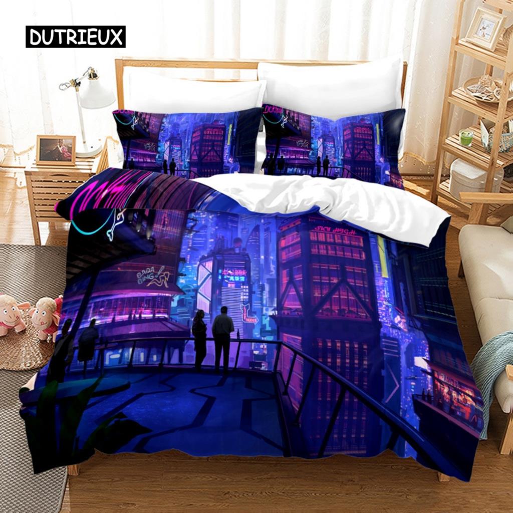 

Комплект постільної білизни з нічним видом на місто Нью-Йорк Queen King Size Підодіяльник/Підковдра Наволочка М’який домашній текстиль Постільна білизна EU single(135x200cm)