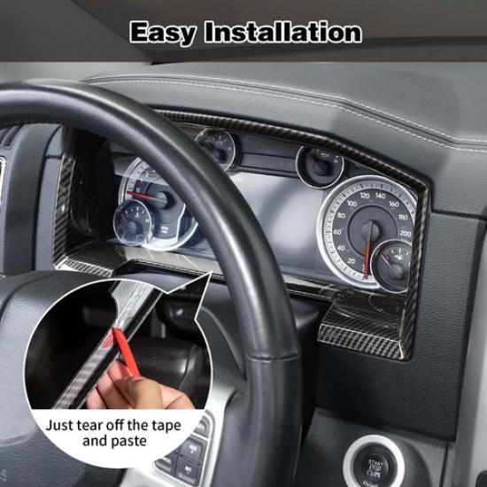 Console Dashboard Cover Trim Decor Frame For Dodge Ram 1500 2010-17 Carbon Fiber