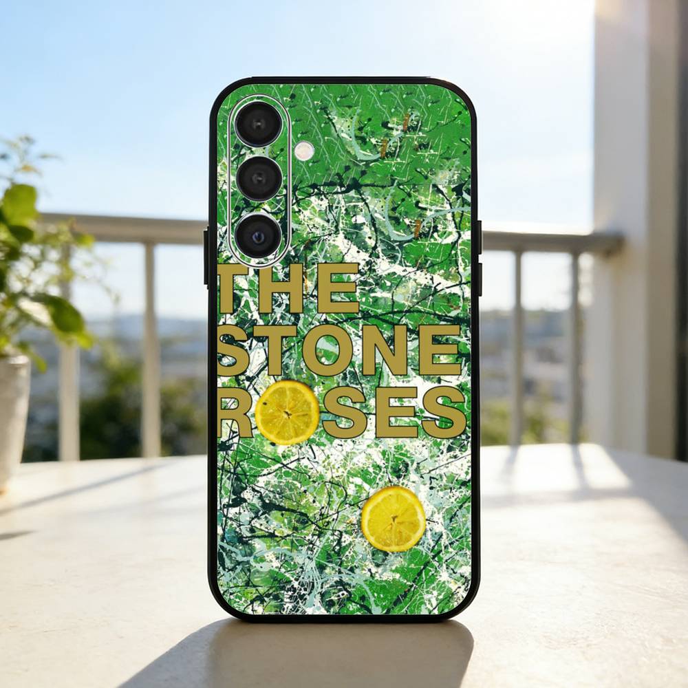Band The S-Stone R-Roses Phone Case For Samsung A73,72,71,A52,51,40,41,A22,A32,31,A13, Soft Black Shell