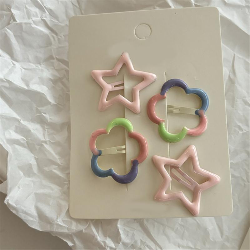 Stjärn Hårklämmor Set med 4 Harajuku Sidoklämma Hårnål Dam Hårstylingverktyg för Sidbena Flicka Huvudbonad Barn Hårklämma