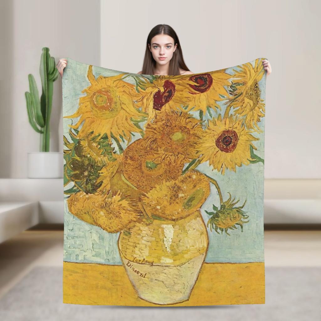 Vincent Van Gogh Cafe Terrace At Night Blanket  Soft Warm Plush Throw Blanket For Home Decor Picnic Flannel Bedspread Bed Cover