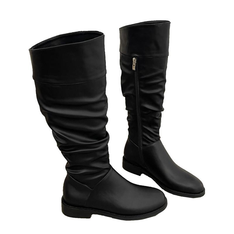 Pleated Pile Boots Tall Boots Long Boots Platform Boots Women's Elastic Skinny Boots Height Boots Knight Spice Girls Boots