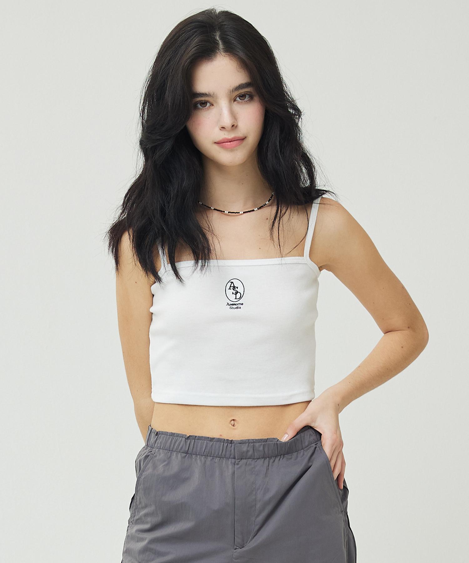 Awesome Studio Crop Top Signature Sleeveless White Free