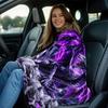 Purple Dragon and Wolf Print Throw Blanket - Mystic Fantasy Animal Motif Soft Lightweight Accent for Sofa Bed Travel Office