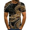Camiseta Masculina Unissex com Estampas Gráficas de Dragão Manga Curta Camiseta 3D Gola Redonda Moda Designer Básica