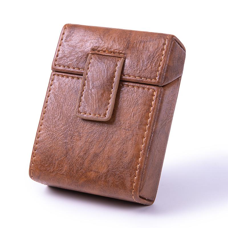 Pocket PU Leather Cigarette case Lighter Bag Flip Cover For 8mm Cigarette Box Simple Personalized Men Smoke Tools Accessories