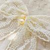 2Pcs Lace Bowknot Curtain Tiebacks, Bow Curtain Holdbacks with Pearls, Decorative Curtain Ties for Home Office Living Room Bedroom Wedding Party Decor