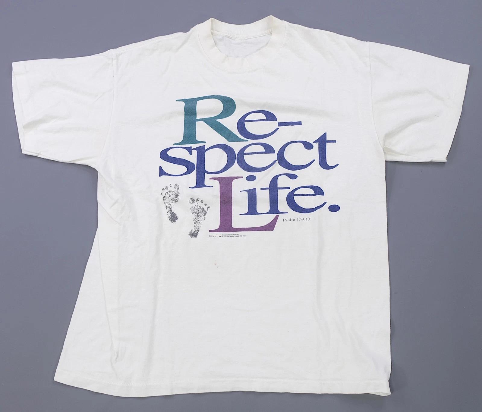 Rare Vintage ONE WAY OUT Respect Pro Life Christian Graphic T Shirt 90s White 2XL